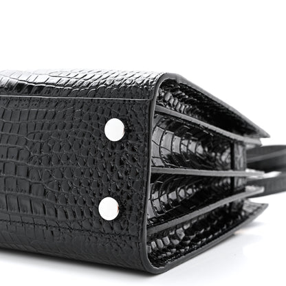 Saint Laurent Calfskin Crocodile Embossed Nano Sac De Jour Black 10 of 13