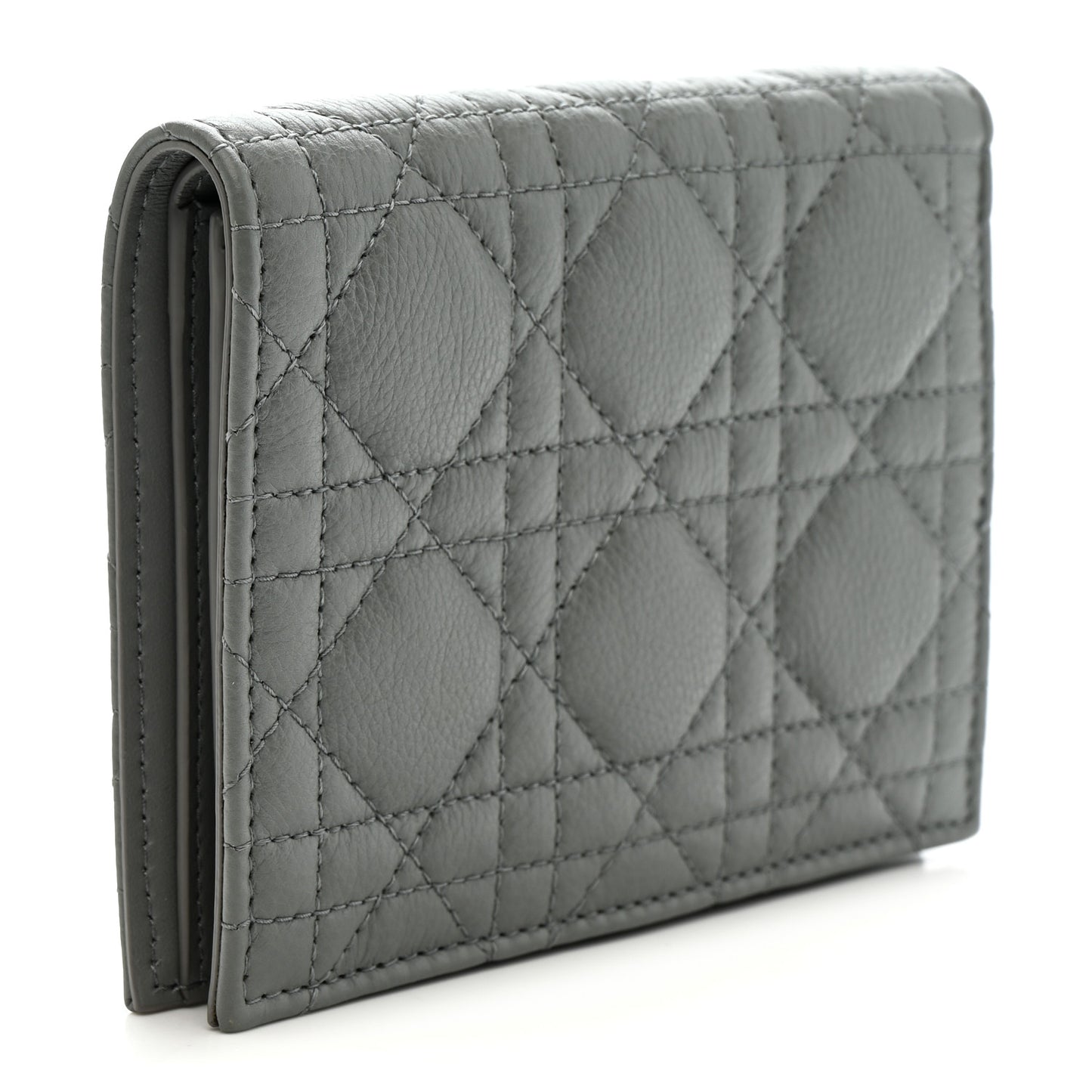 Grained Calfskin Supple Cannage Caro Medium Wallet Grey