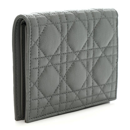 Christian Dior Grained Calfskin Supple Cannage Caro Medium Wallet Grey 3 of 7