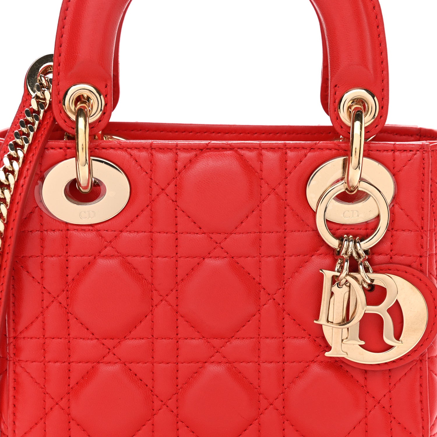 Christian Dior Lambskin Cannage Mini Lady Dior Geranium 17 of 21