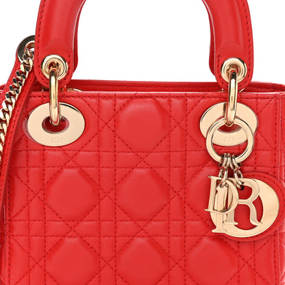 Christian Dior Lambskin Cannage Mini Lady Dior Geranium 17 of 21