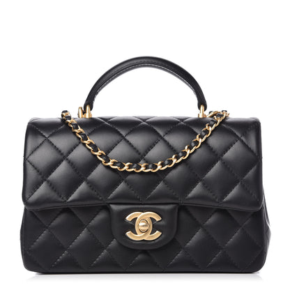 Chanel Lambskin Quilted Mini Top Handle Rectangular Flap Black 1 of 11
