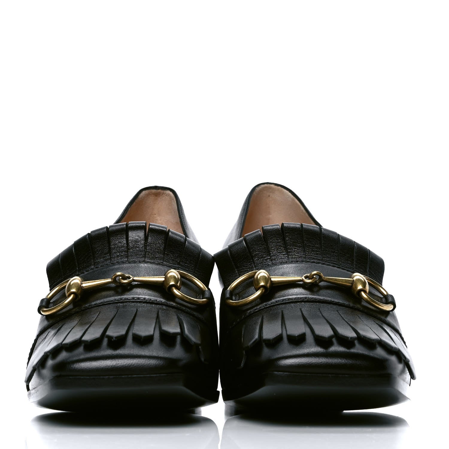 Gucci Malaga Kid Polly Kiltie Fringe 55mm Loafer Pumps 38 Black 2 of 5