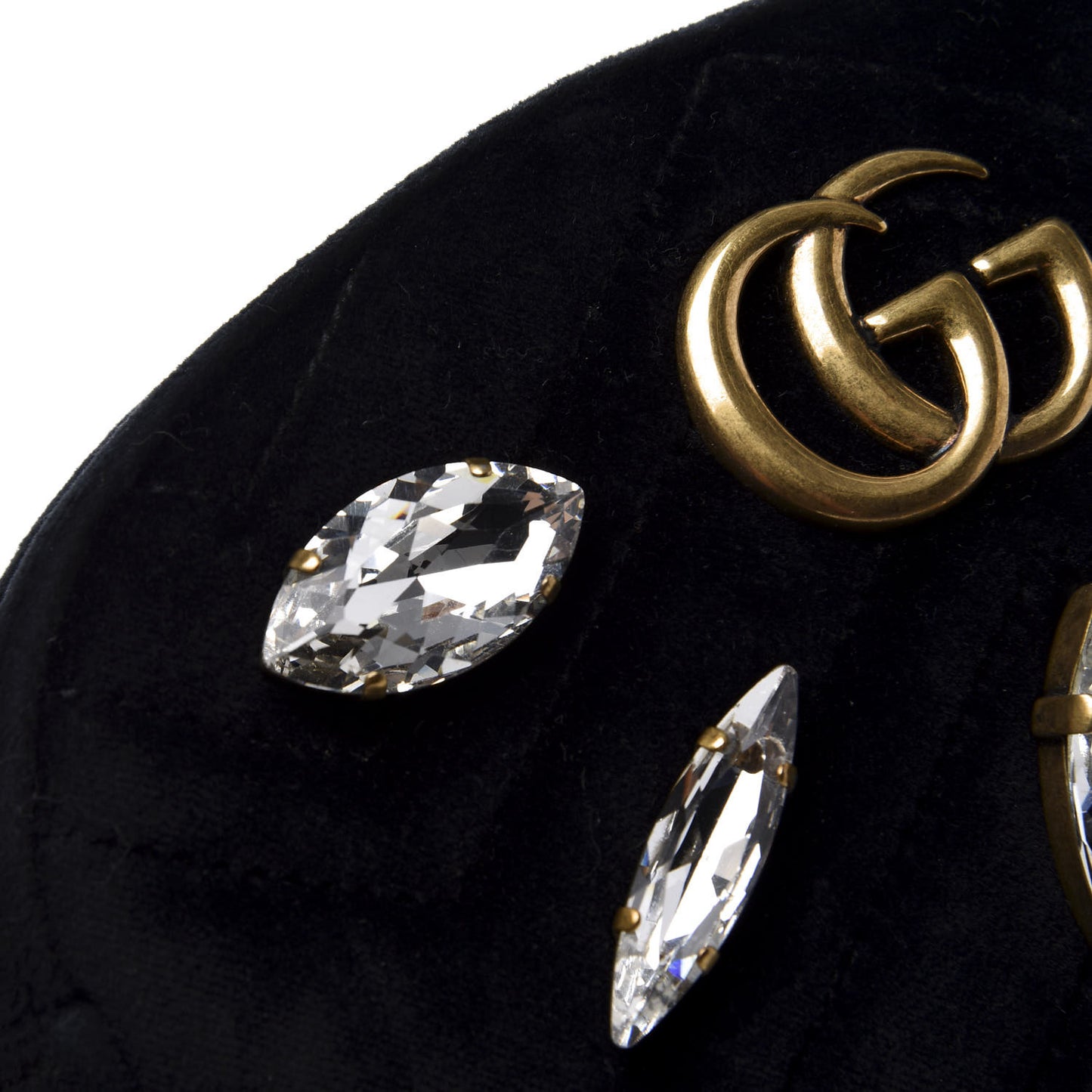 Velvet Matelasse Marquise Crystals GG Marmont Belt Bag 85 34 Black