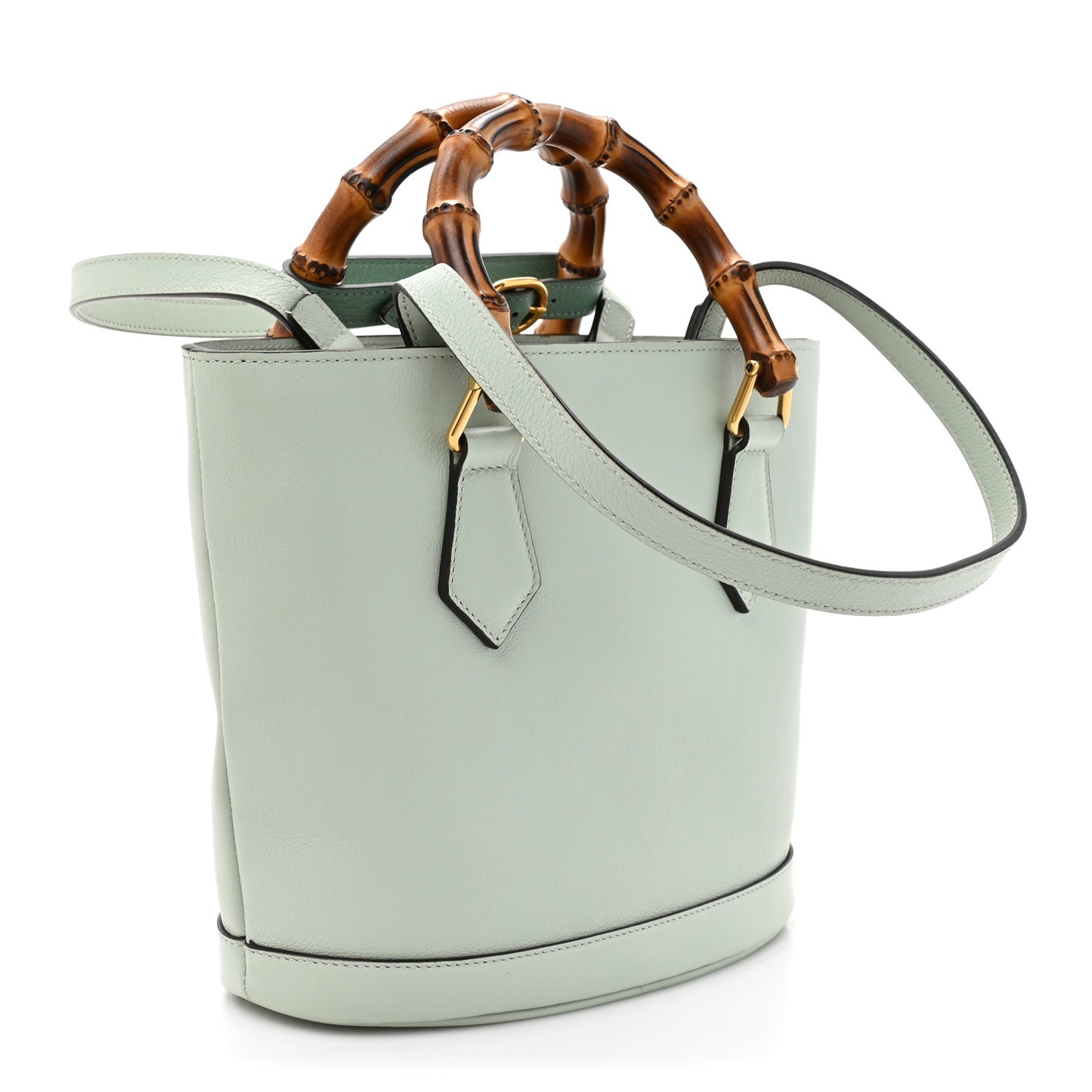 Softy Wonka Textured Dollar Calfskin Mini Diana Tote Salvy Green