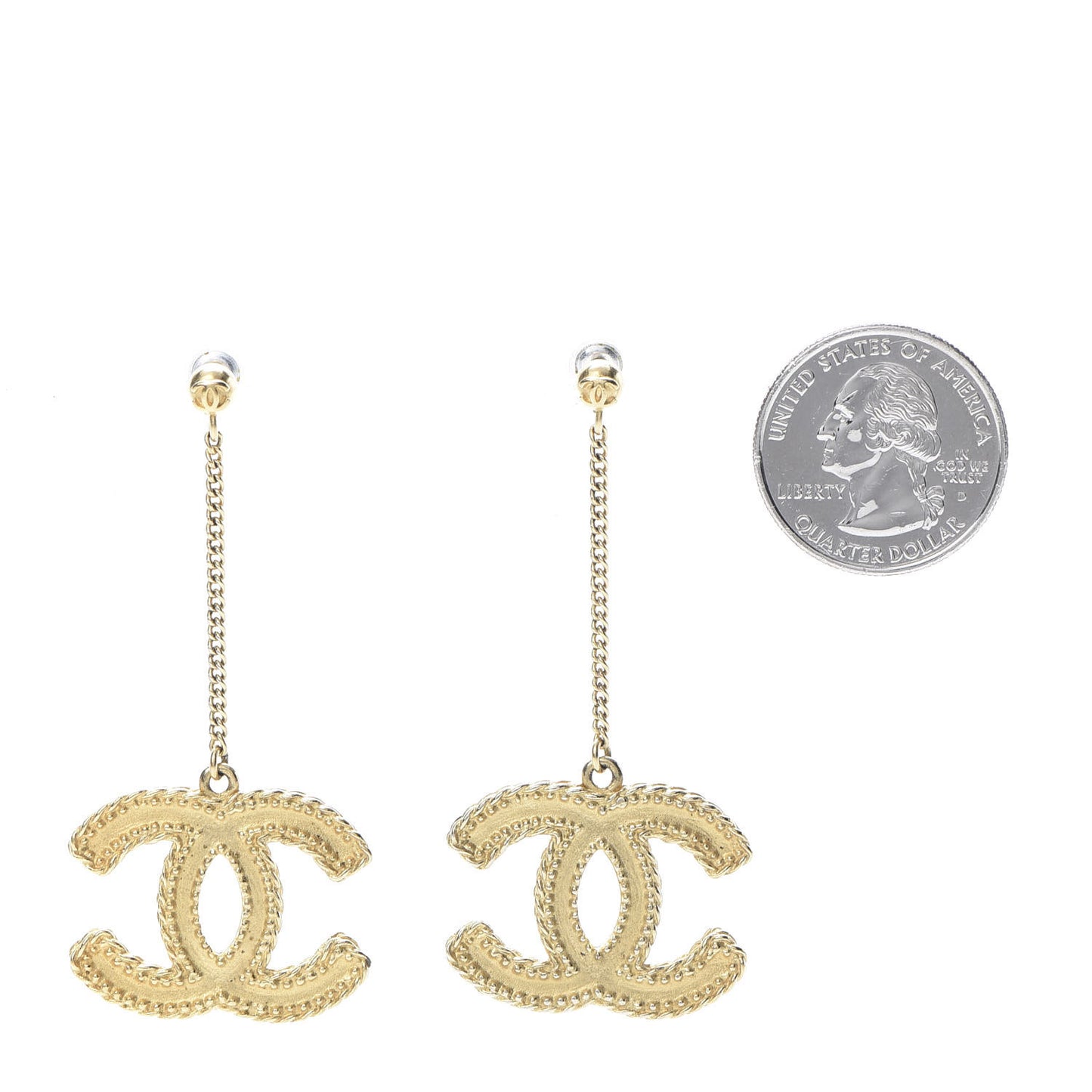 CC Drop Earrings Matte Gold