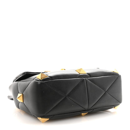 Valentino Garavani Nappa Large Roman Stud Shoulder Bag Black 4 of 9
