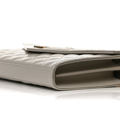 Saint Laurent Grain De Poudre Mixed Matelasse Triquilt Monogram Chain Wallet Crema Soft 10 of 12