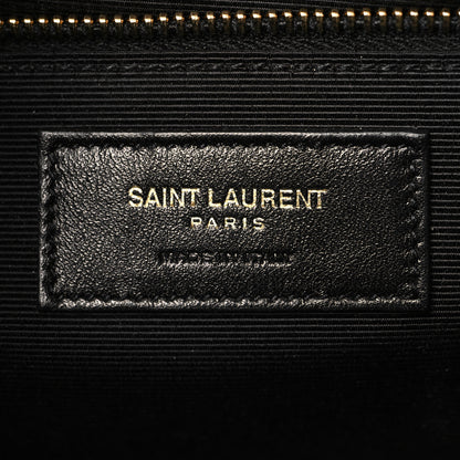 Saint Laurent Grain De Poudre Matelasse Chevron Large Monogram Satchel Black 6 of 9