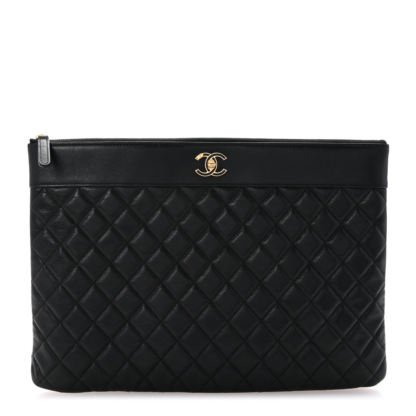 Sheepskin Quilted Large Vintage Mademoiselle Cosmetic Case Black