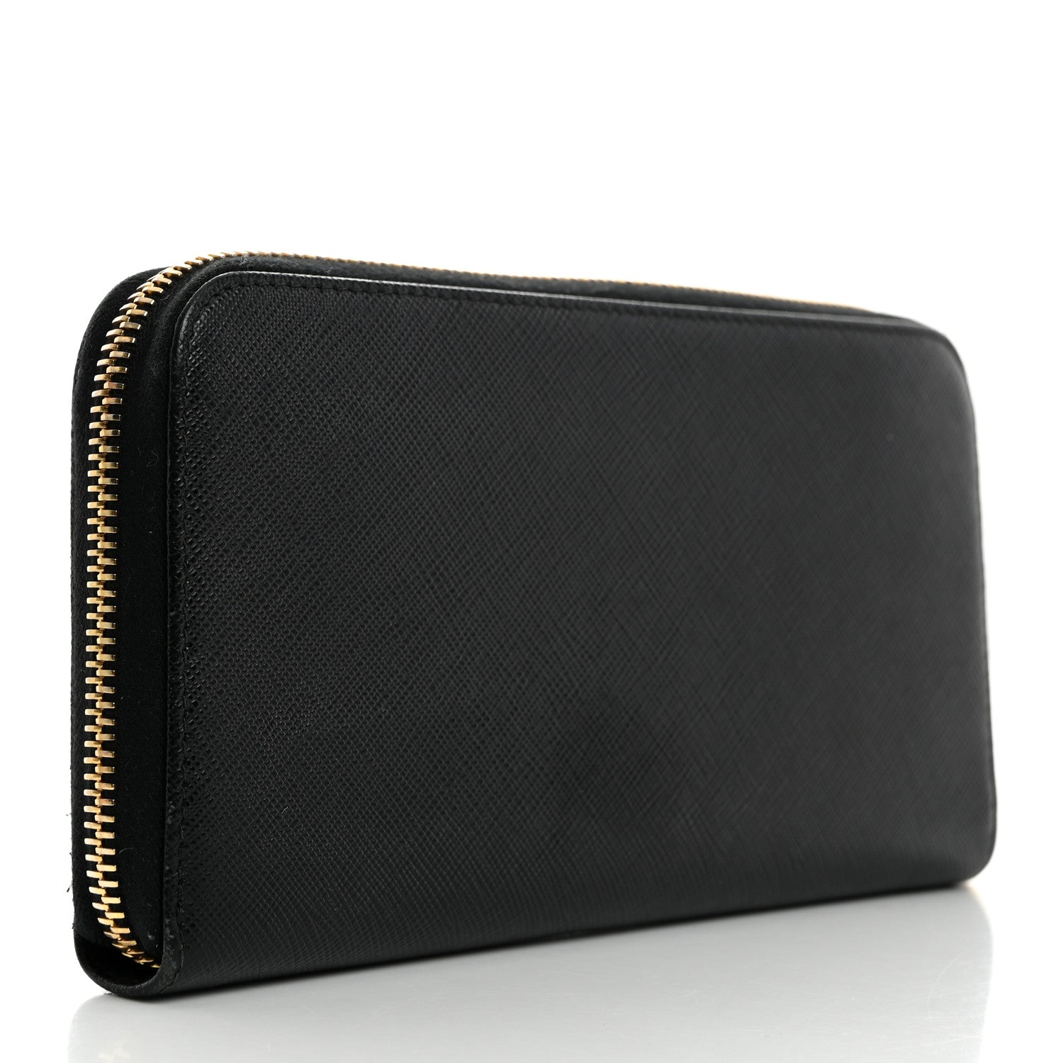 Prada Saffiano Metal Zip Around Wallet Black 3 of 7