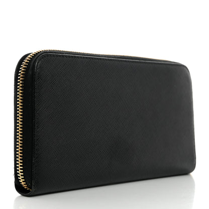 Prada Saffiano Metal Zip Around Wallet Black 3 of 7