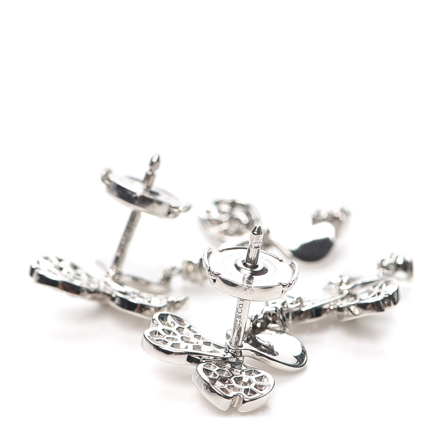 Tiffany Platinum Diamond Paper Flowers Cluster Drop Earrings 3 of 5