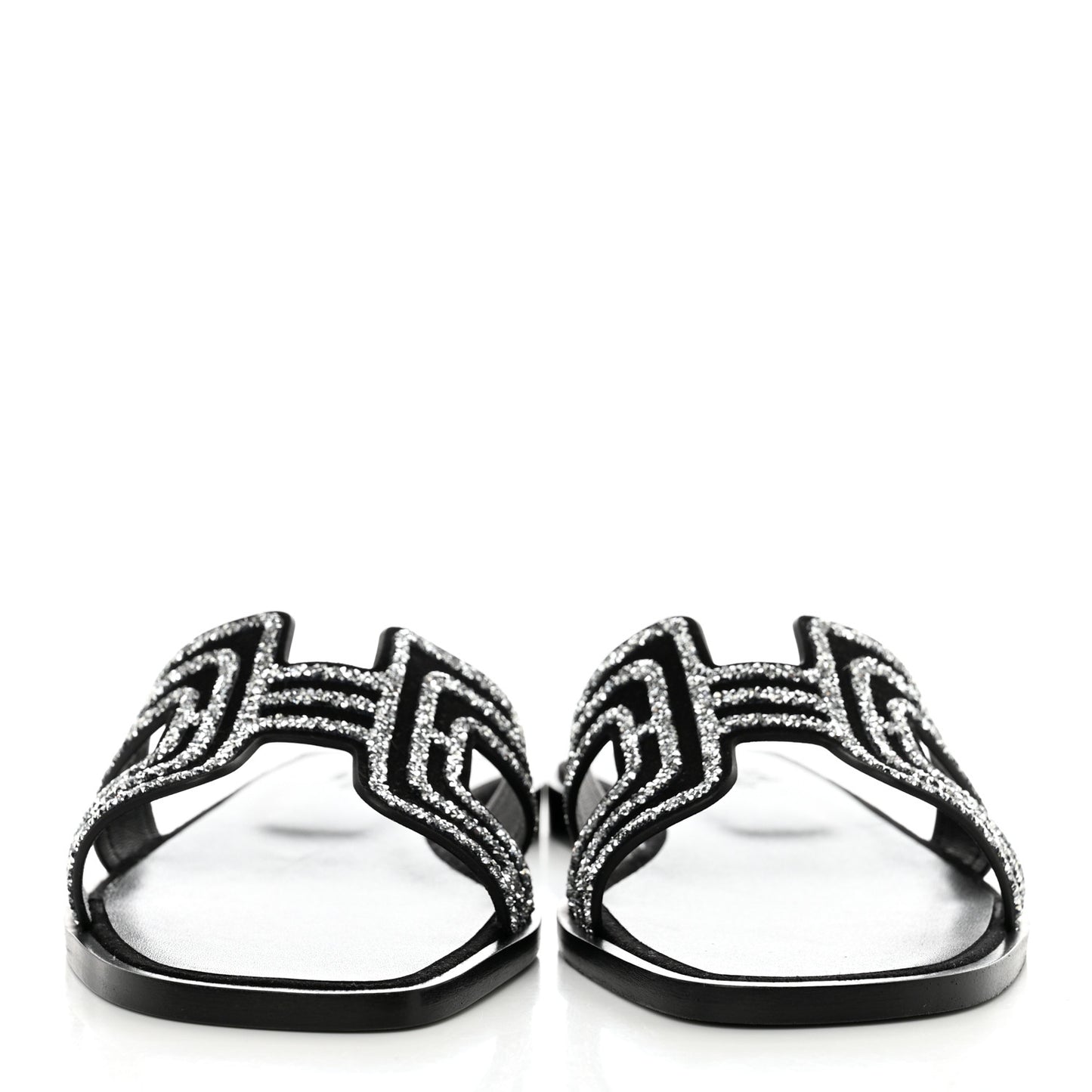 Suede Goatskin Crystal Oran Sandals 36 Black Argent
