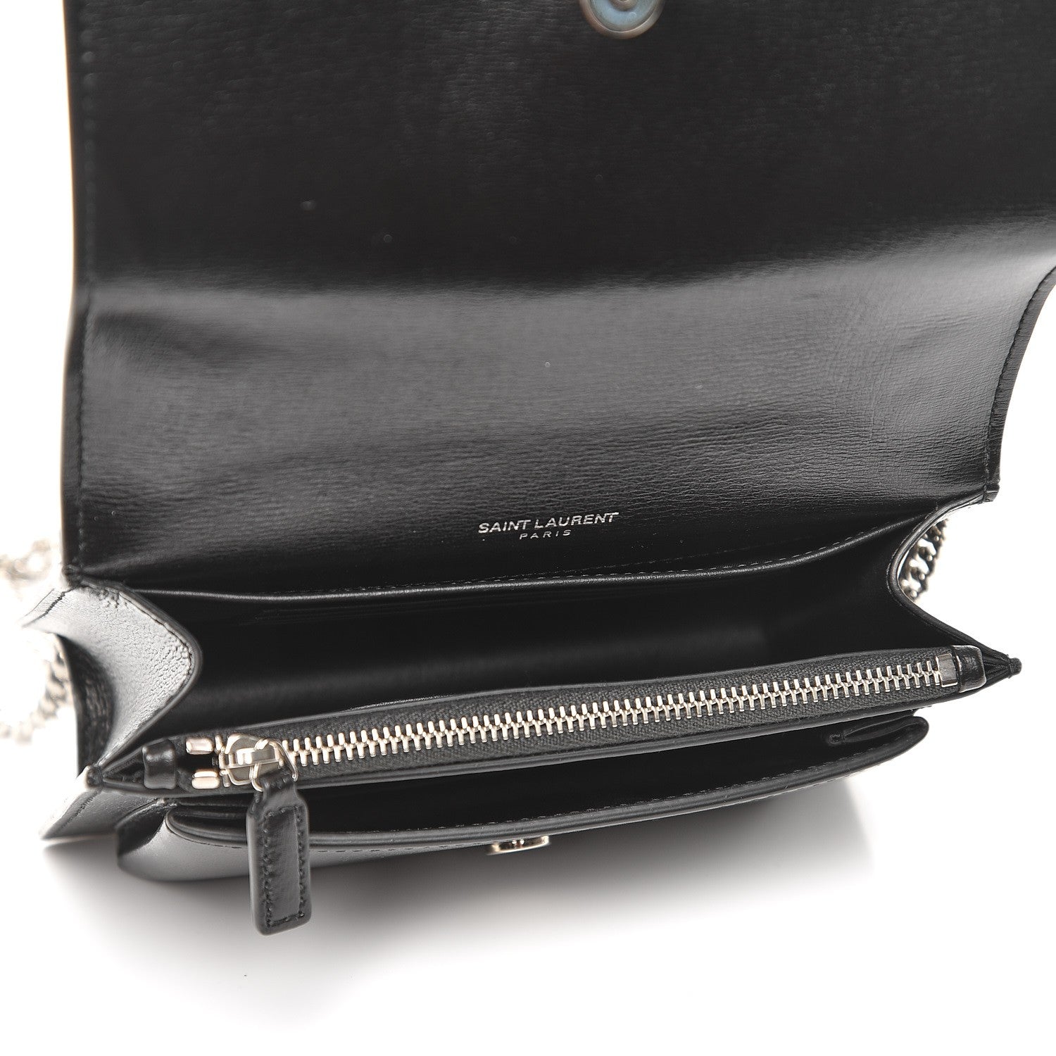Saint Laurent Calfskin Monogram Sunset Chain Wallet Black 5 of 7