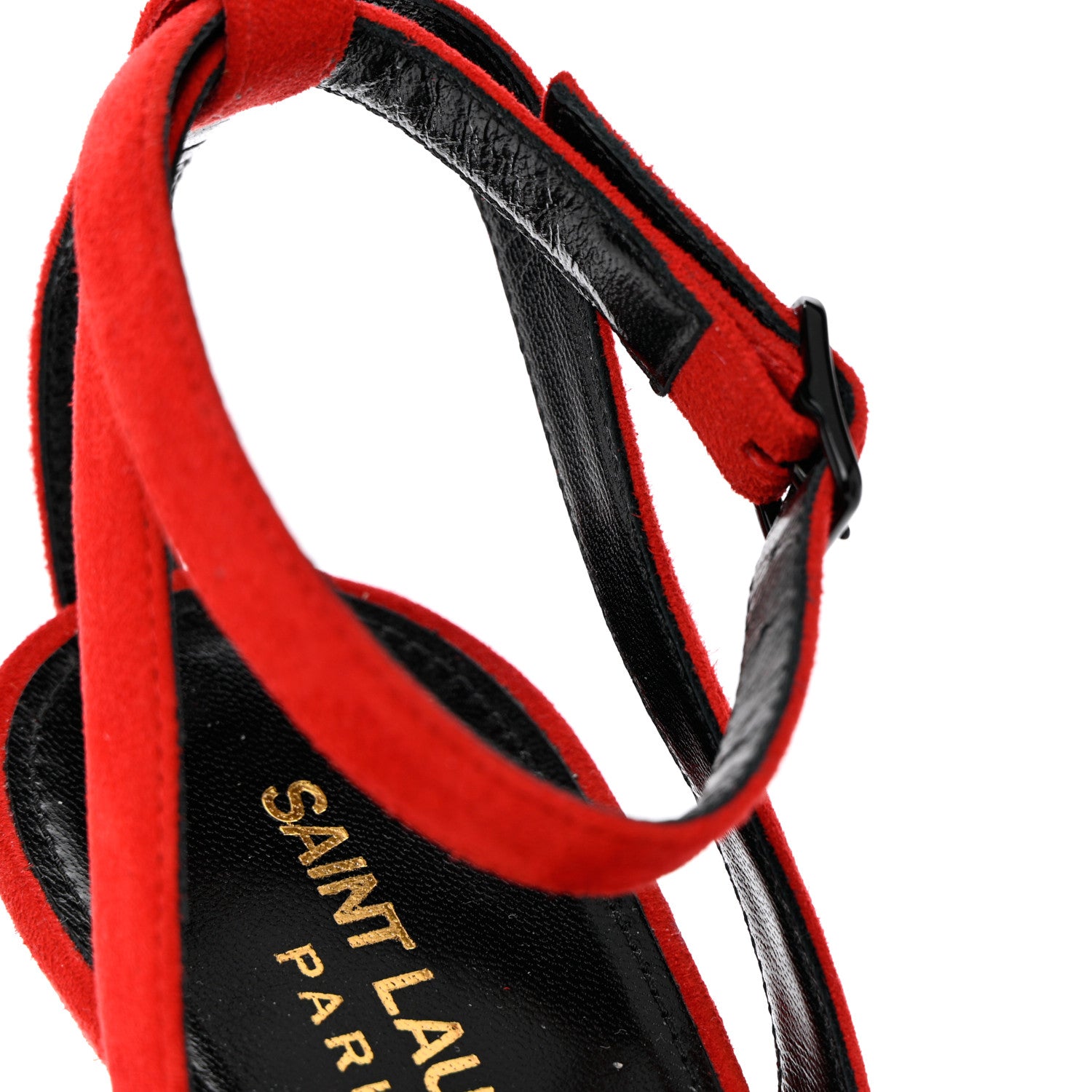 Saint Laurent Kid Scamosciato Tribute 105 Open Toe Platform Sandals 37.5 Rouge Eros 13 of 14
