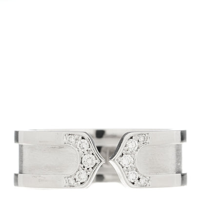 Cartier 18K White Gold Diamond 6.5mm Logo De Cartier Ring 52 6 1 of 7