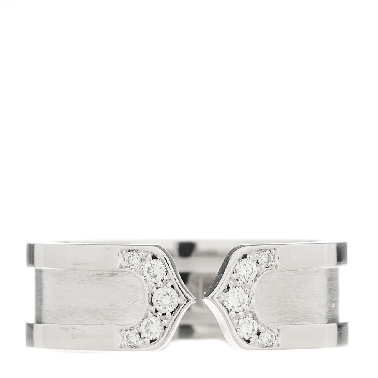 Cartier 18K White Gold Diamond 6.5mm Logo De Cartier Ring 52 6 1 of 8