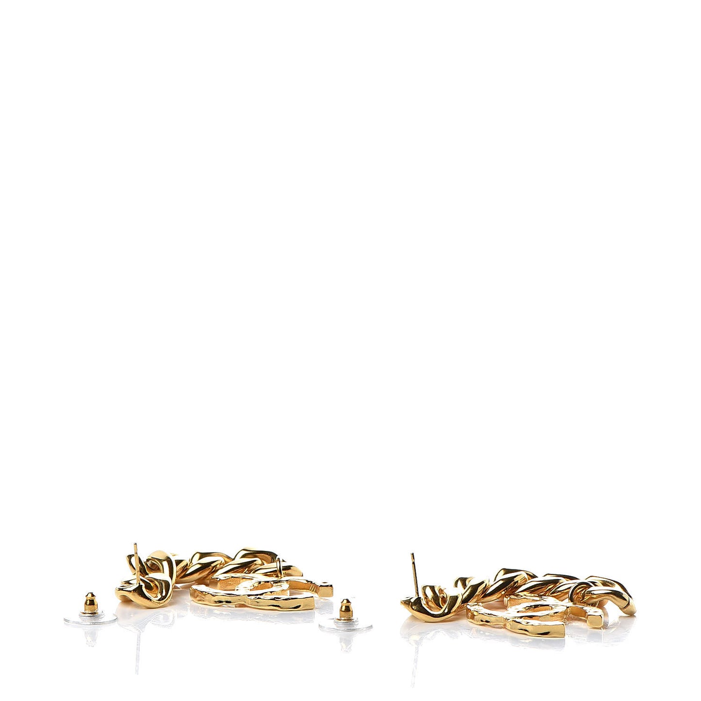 Metal CC Pick Drop Earrings Gold