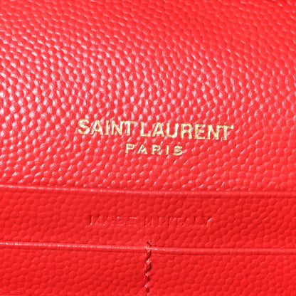 Saint Laurent Grain De Poudre Matelasse Chevron Monogram Chain Wallet Rouge Eros 5 of 8