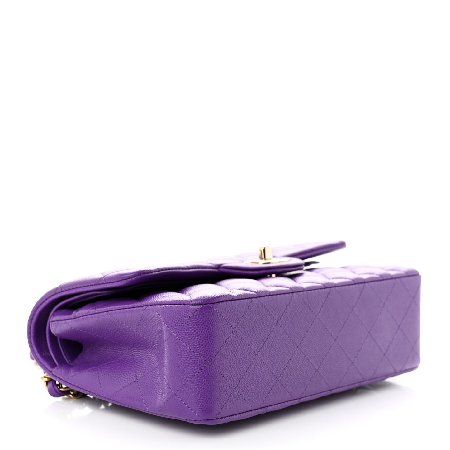 Caviar Quilted Small Double Flap Dark Purple