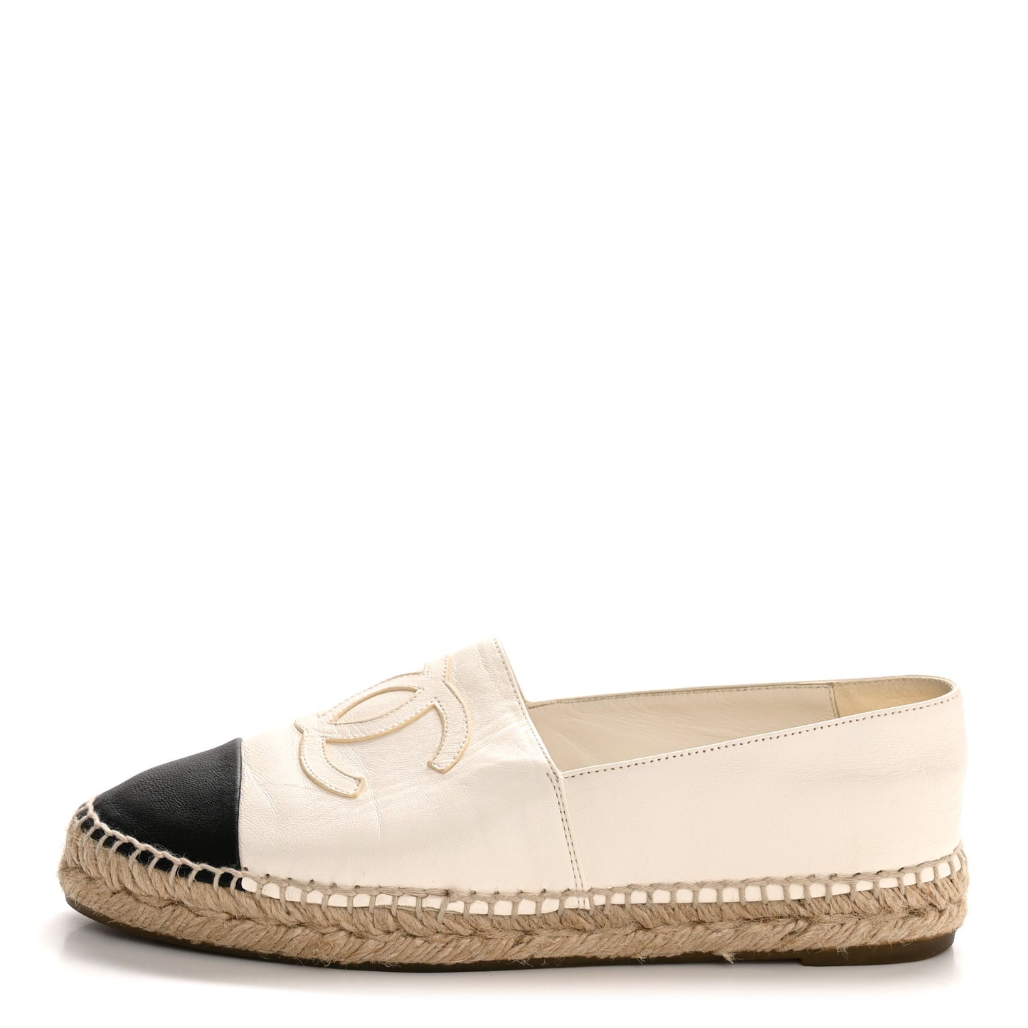 Lambskin CC Espadrilles 39 White Black