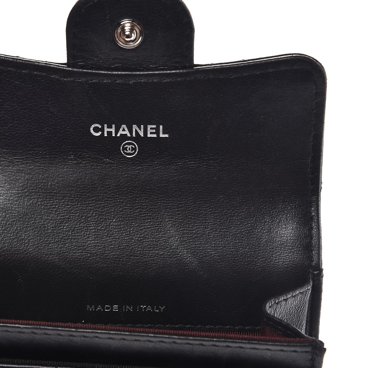 Lambskin Quilted Flap Card Holder Black