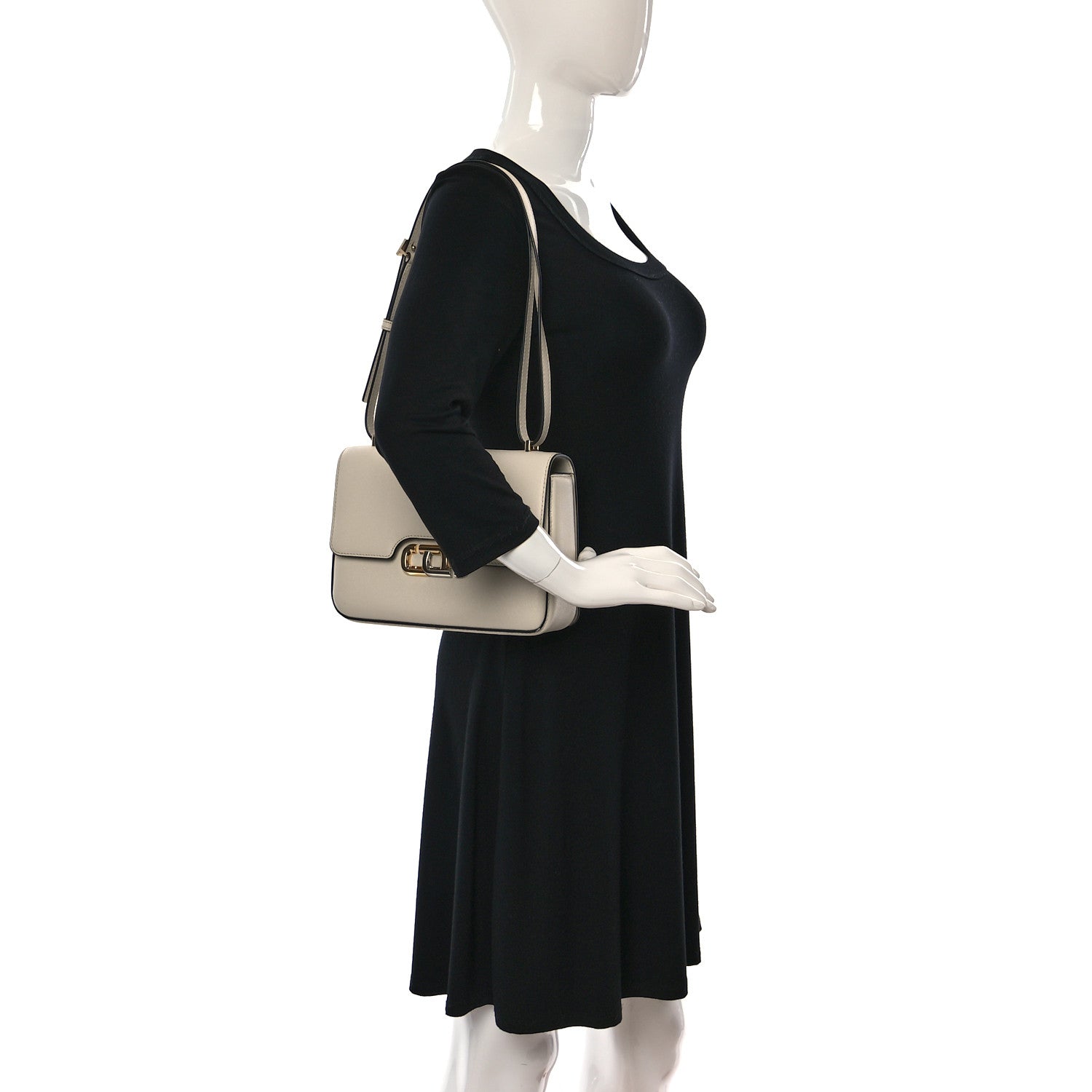 Marc Jacobs Textured Calfskin The J Link Shoulder Bag Ivory 2 of 9