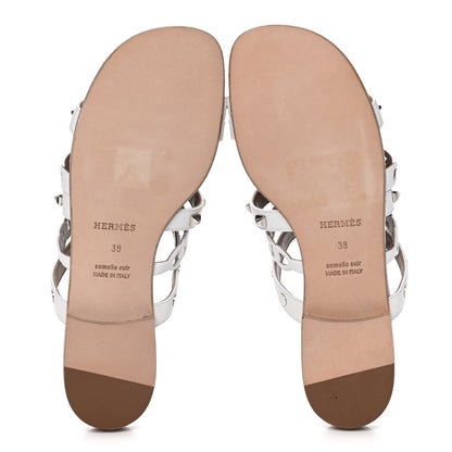 Hermes Nappa Amalfi Sandals 38 White Gris Argente 6 of 15