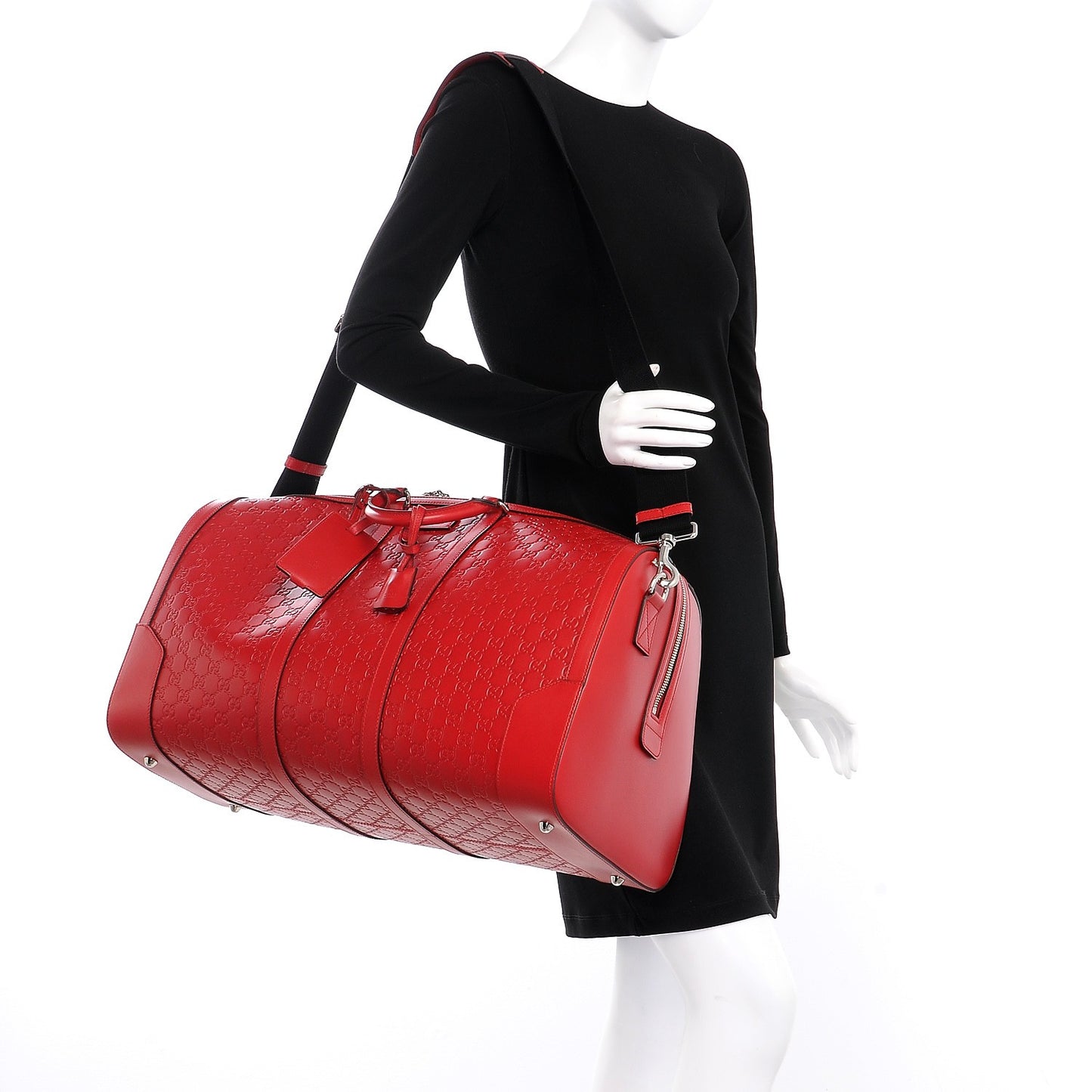 Guccissima Signature Large Duffle Hibiscus Red