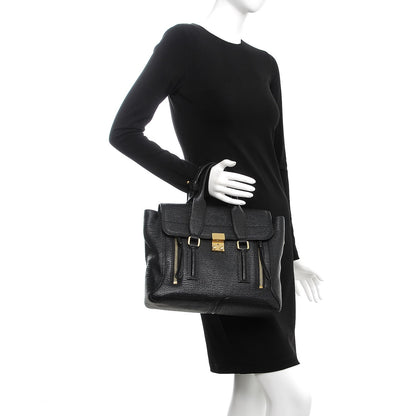 3.1 Phillip Lim 3.1 Textured Calfskin Medium Pashli Satchel Black 3 of 8
