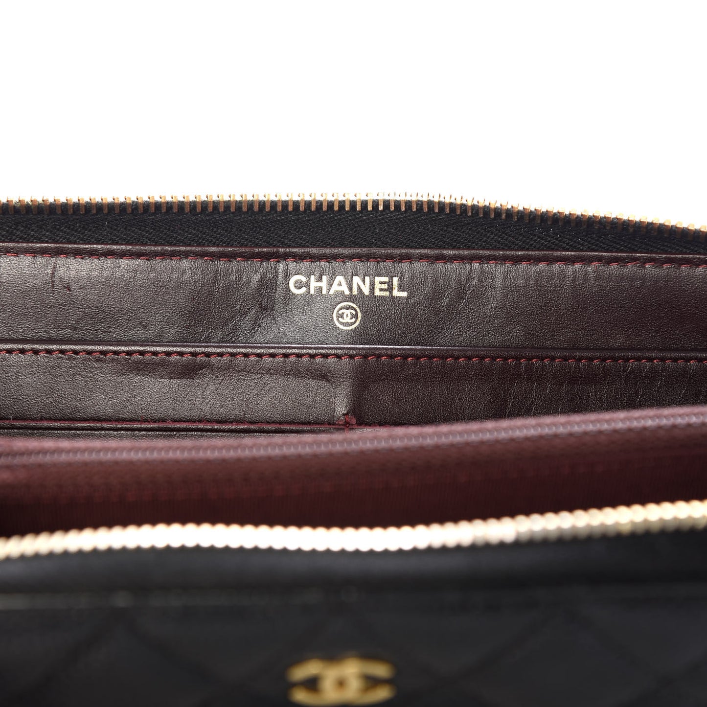 Caviar Quilted Large Gusset Zip Around Wallet Black
