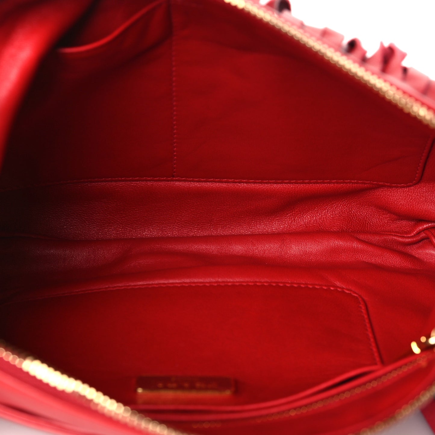 City Calfskin Fringe Clutch Rosso