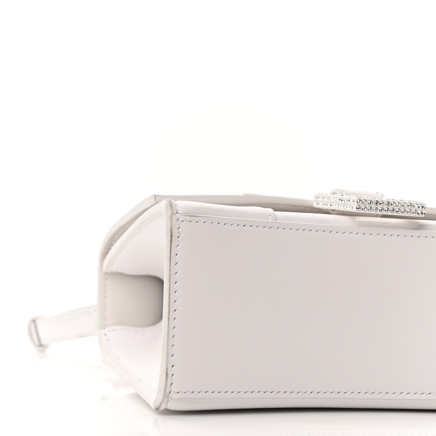 Balenciaga Shiny Box Calfskin Strass Hourglass Top Handle Bag XS White 9 of 10