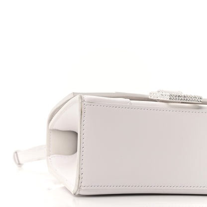 Balenciaga Shiny Box Calfskin Strass Hourglass Top Handle Bag XS White 9 of 10