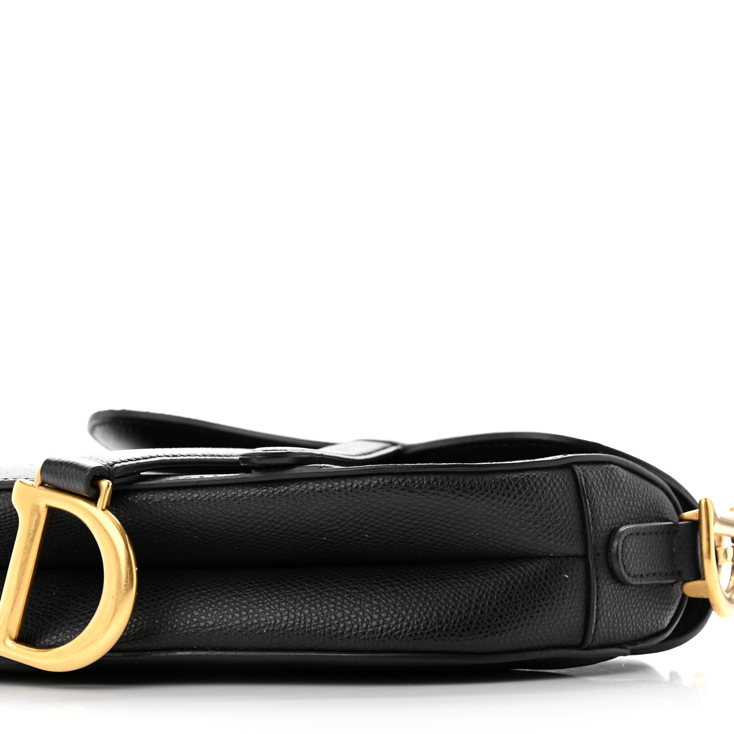Grained Calfskin Mini Saddle Bag With Strap Black