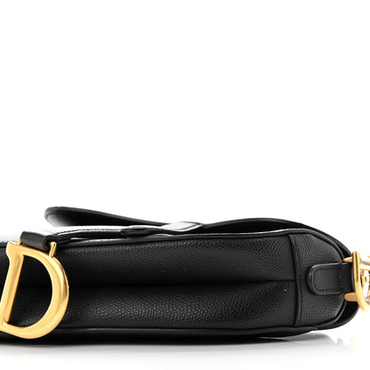 Christian Dior Grained Calfskin Mini Saddle Bag With Strap Black 9 of 10