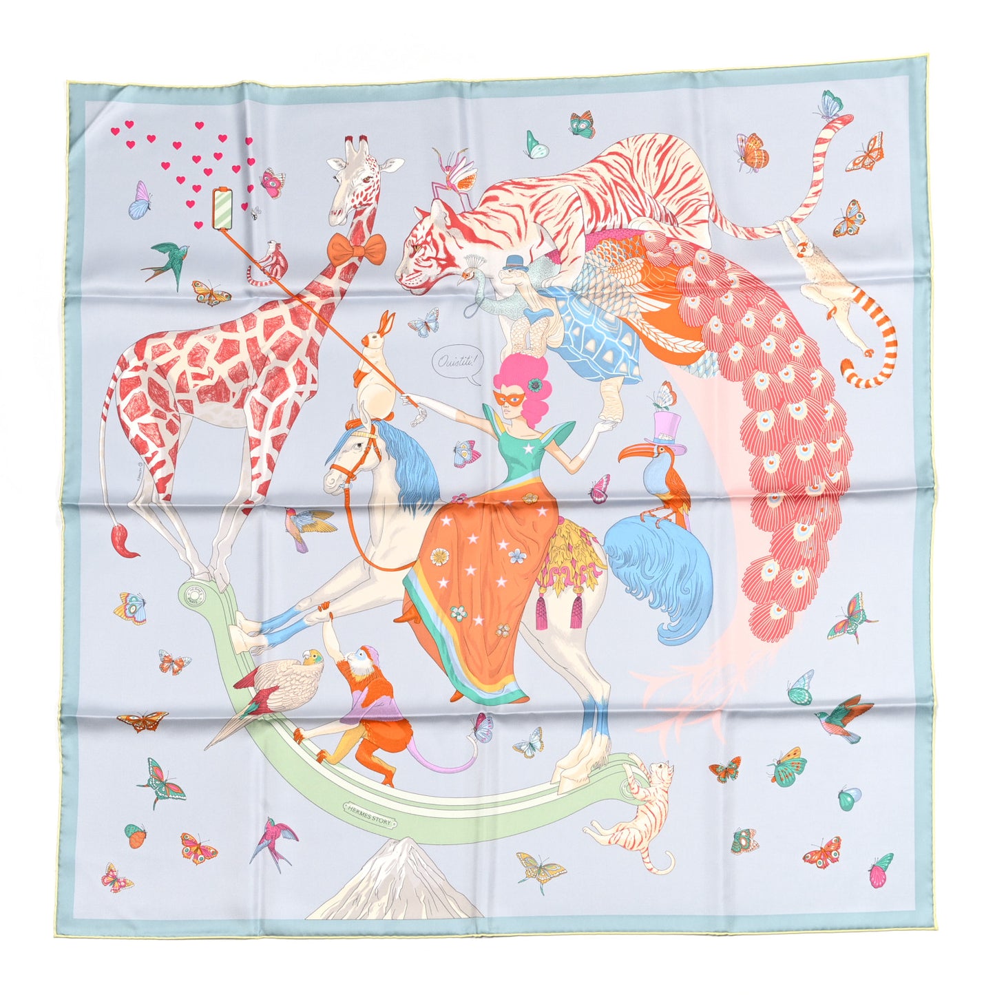 Silk Story 90 Scarf Bleu Glacier Rose Multicolor