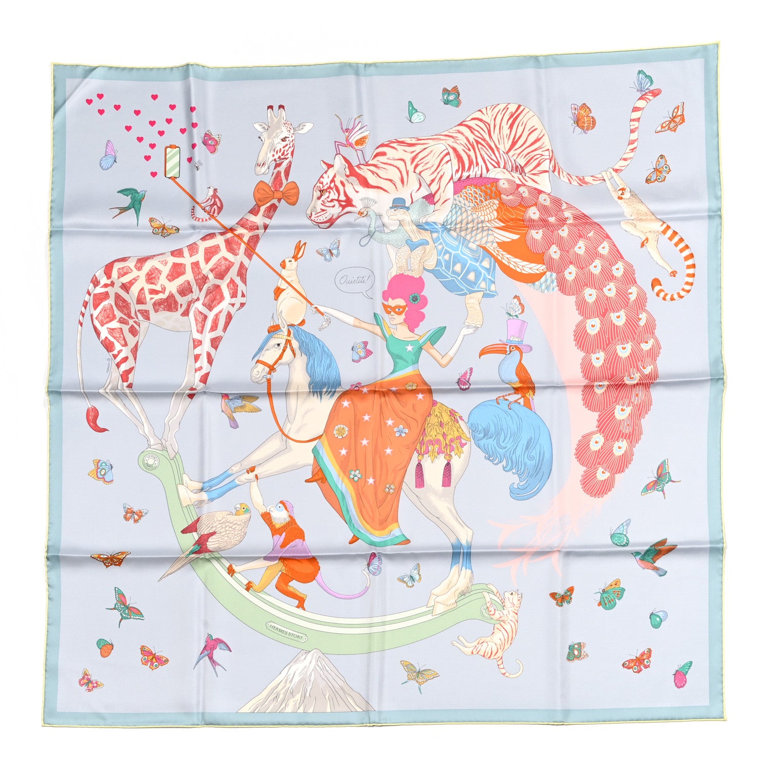 Hermes Silk Story 90 Scarf Bleu Glacier Rose Multicolor 1 of 6