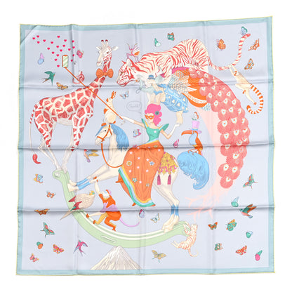 Hermes Silk Story 90 Scarf Bleu Glacier Rose Multicolor 1 of 6