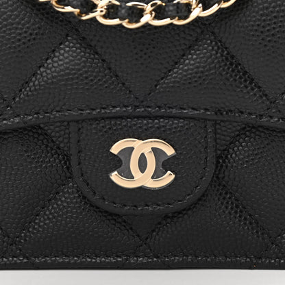 Chanel Caviar Quilted Flap Card Holder On Chain Black 9 of 11
