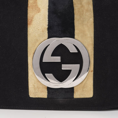 Gucci Velvet Web Blondie Medium Shoulder Flap Bag Black White 16 of 16
