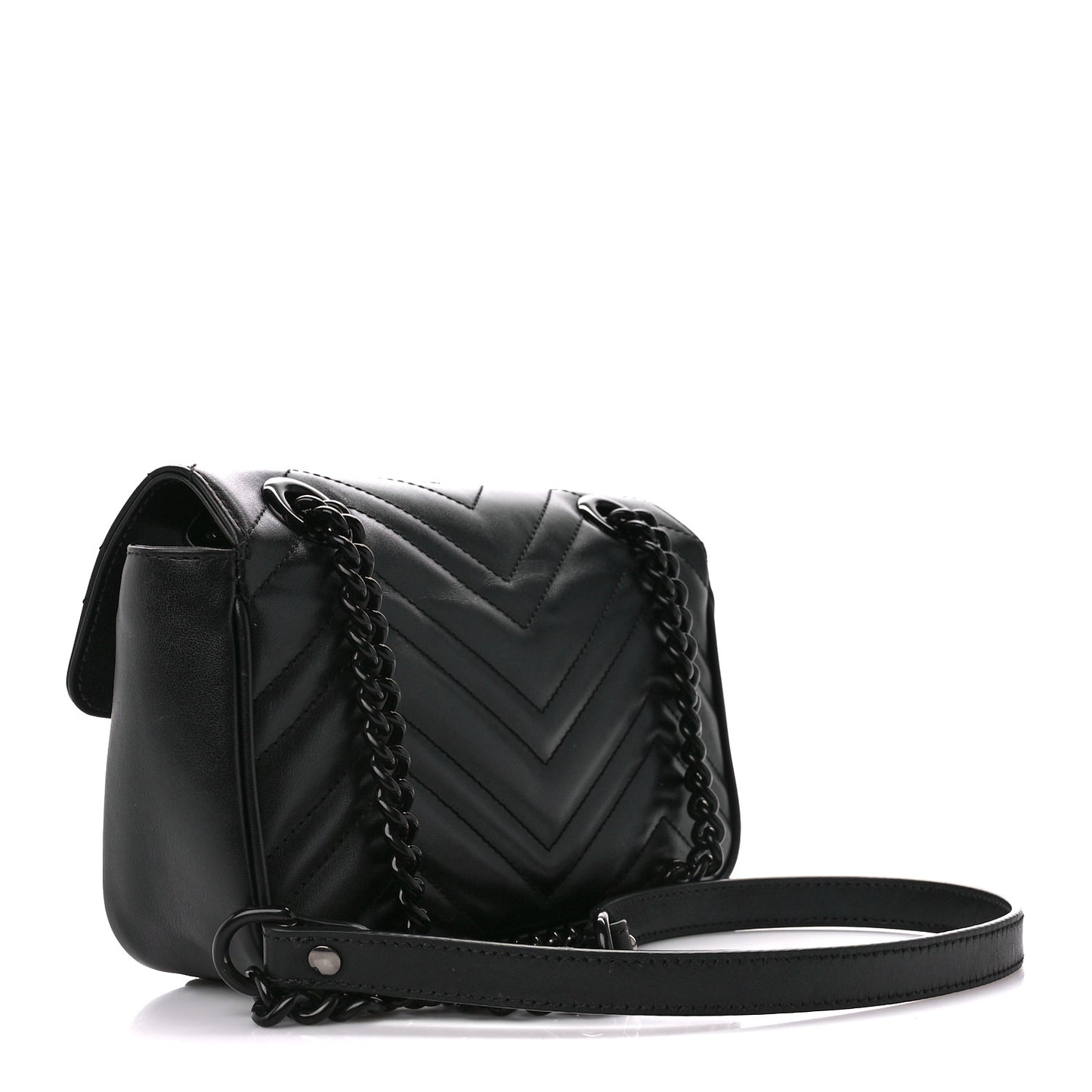 Calfskin Matelasse Monochrome Mini GG Marmont Shoulder Bag Black