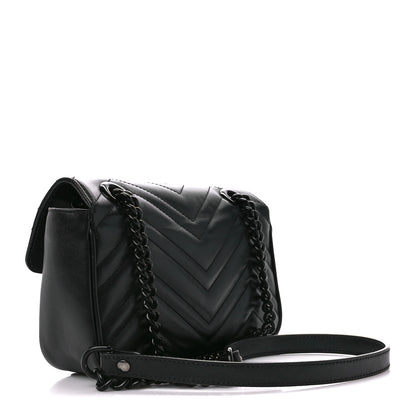 Gucci Calfskin Matelasse Monochrome Mini GG Marmont Shoulder Bag Black 3 of 12