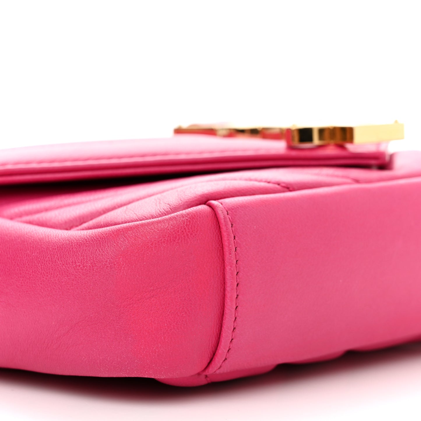 Calfskin Matelasse Chevron Classic Monogram Baby Chain Bag Fuchsia