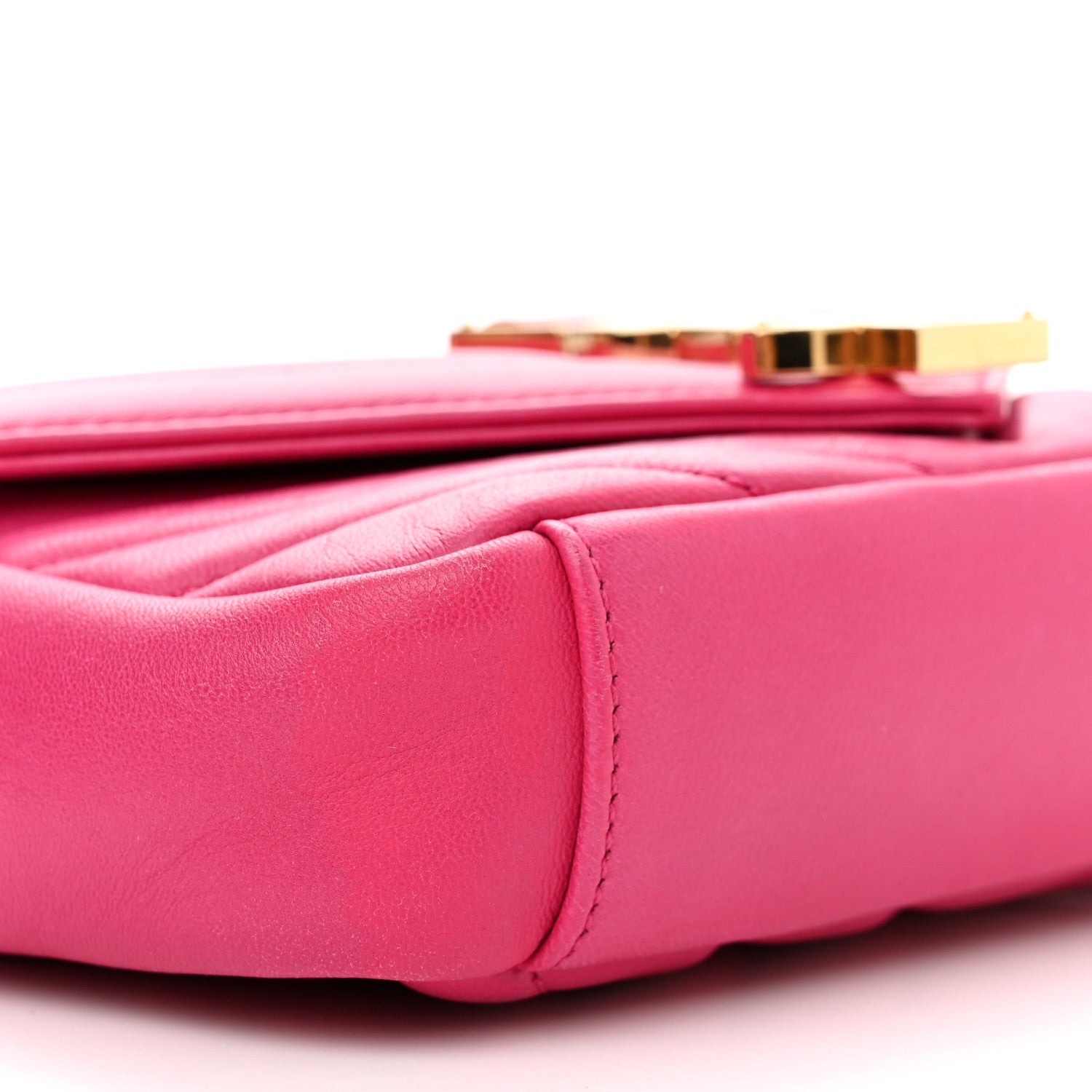 Saint Laurent Calfskin Matelasse Chevron Classic Monogram Baby Chain Bag Fuchsia 8 of 12