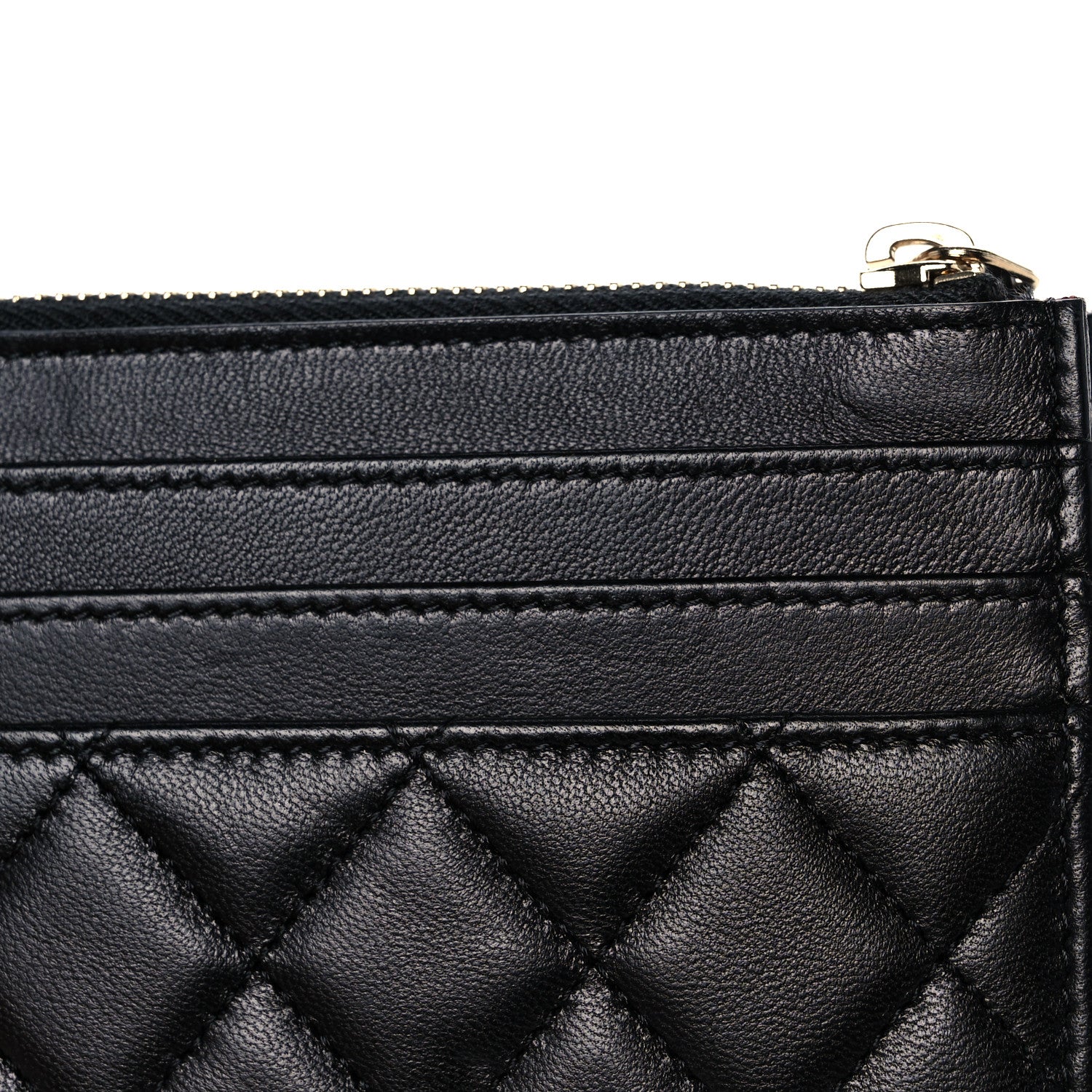 Chanel Lambskin Quilted CC Zip Card Holder Black 10 of 10