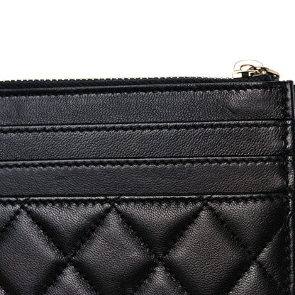 Chanel Lambskin Quilted CC Zip Card Holder Black 10 of 10
