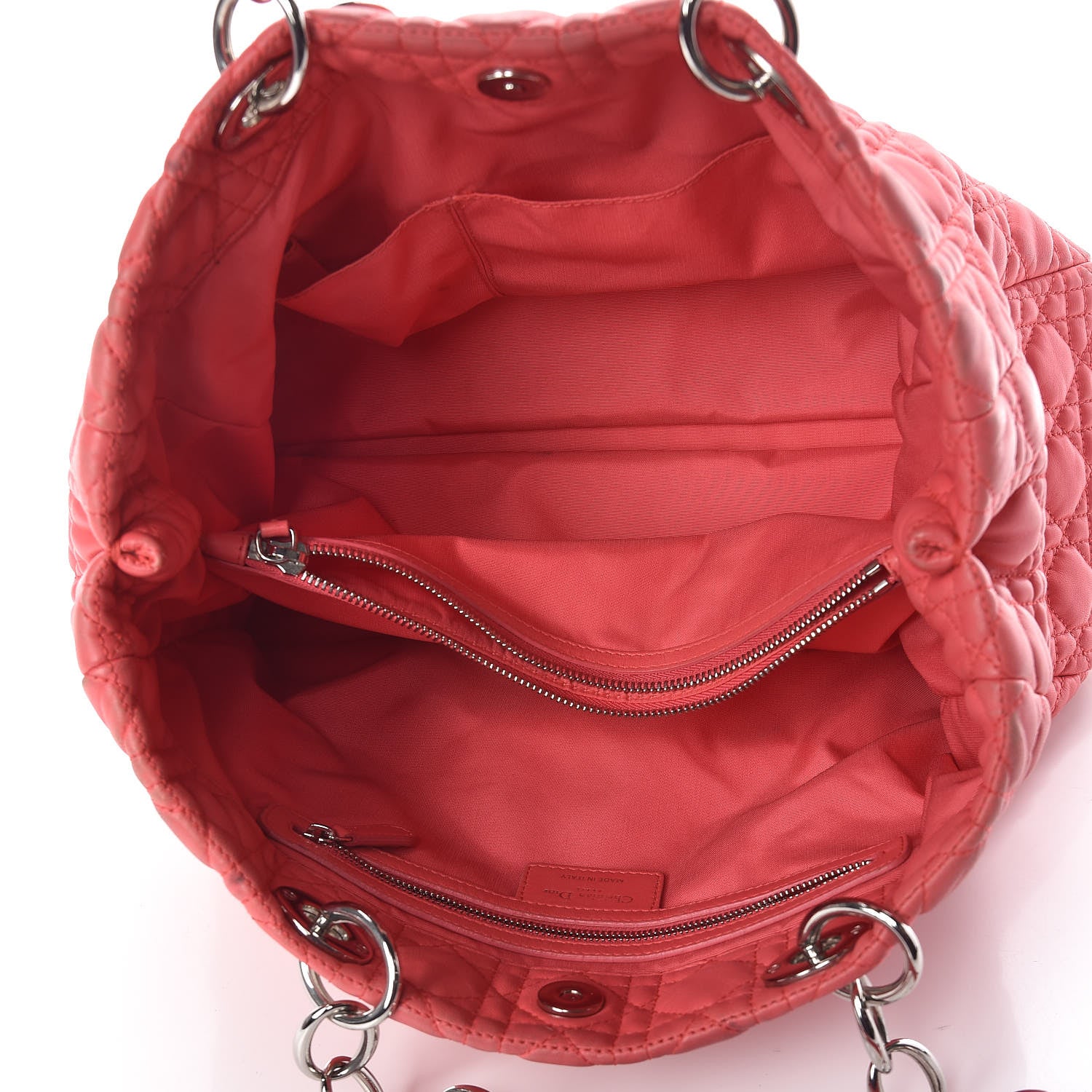 Christian Dior Lambskin Cannage Large Dior Soft Shopping Tote Coral 5 of 18