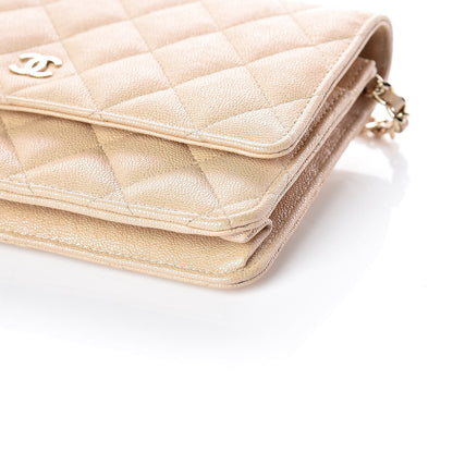 Chanel Iridescent Caviar Quilted Wallet On Chain WOC Beige 6 of 11